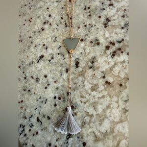 Long Gold and Gray Triangle Necklace & Earrings Set